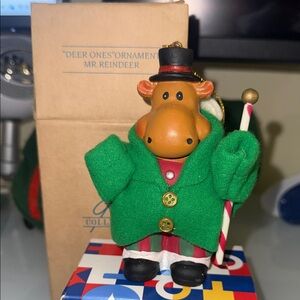 Avon Mr. Reindeer Green and Red Holiday Ornament
